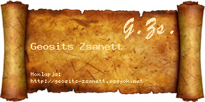 Geosits Zsanett névjegykártya